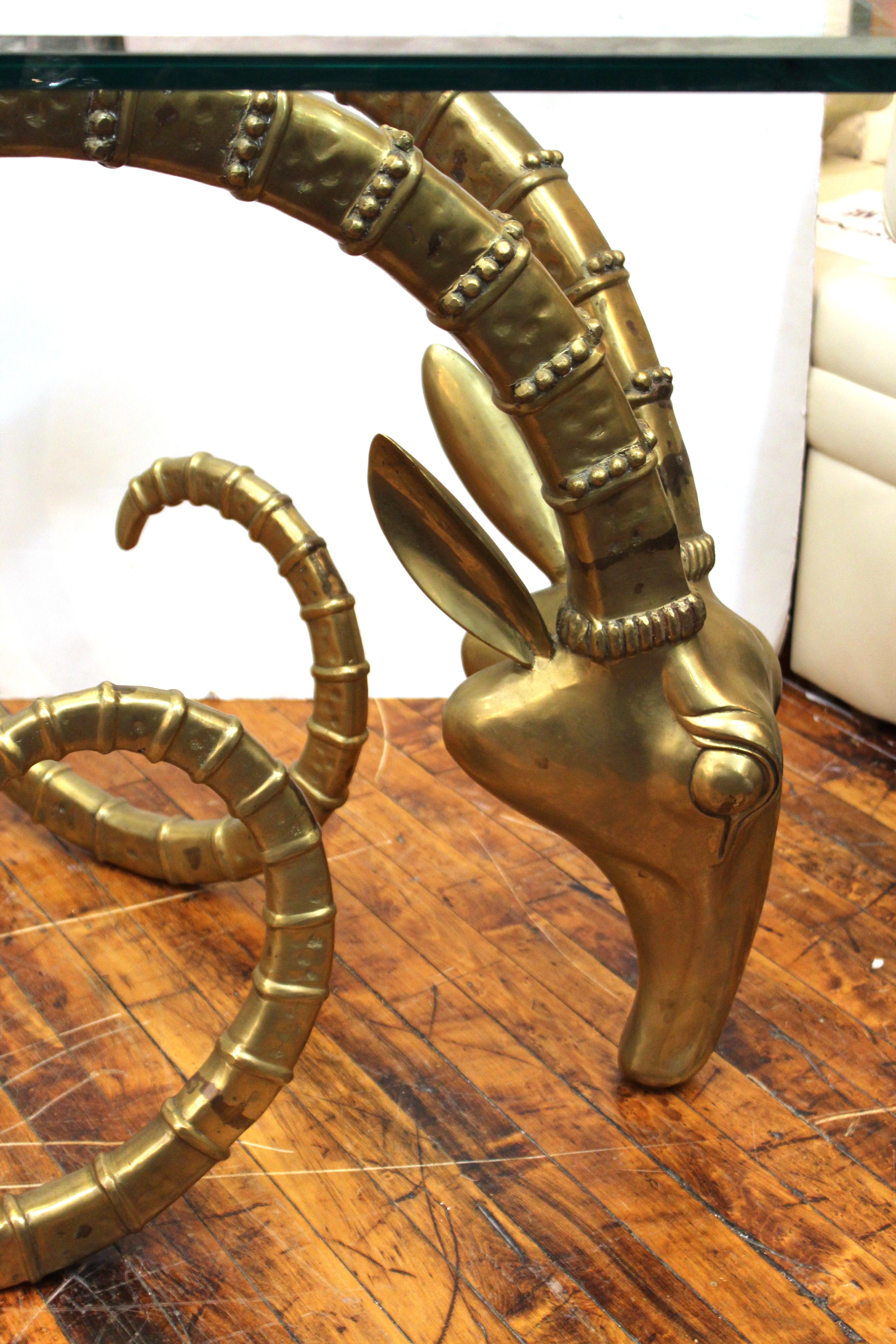 Late 20th Century Hollywood Regency Ibex Head Dining Table Attributed to Chervet