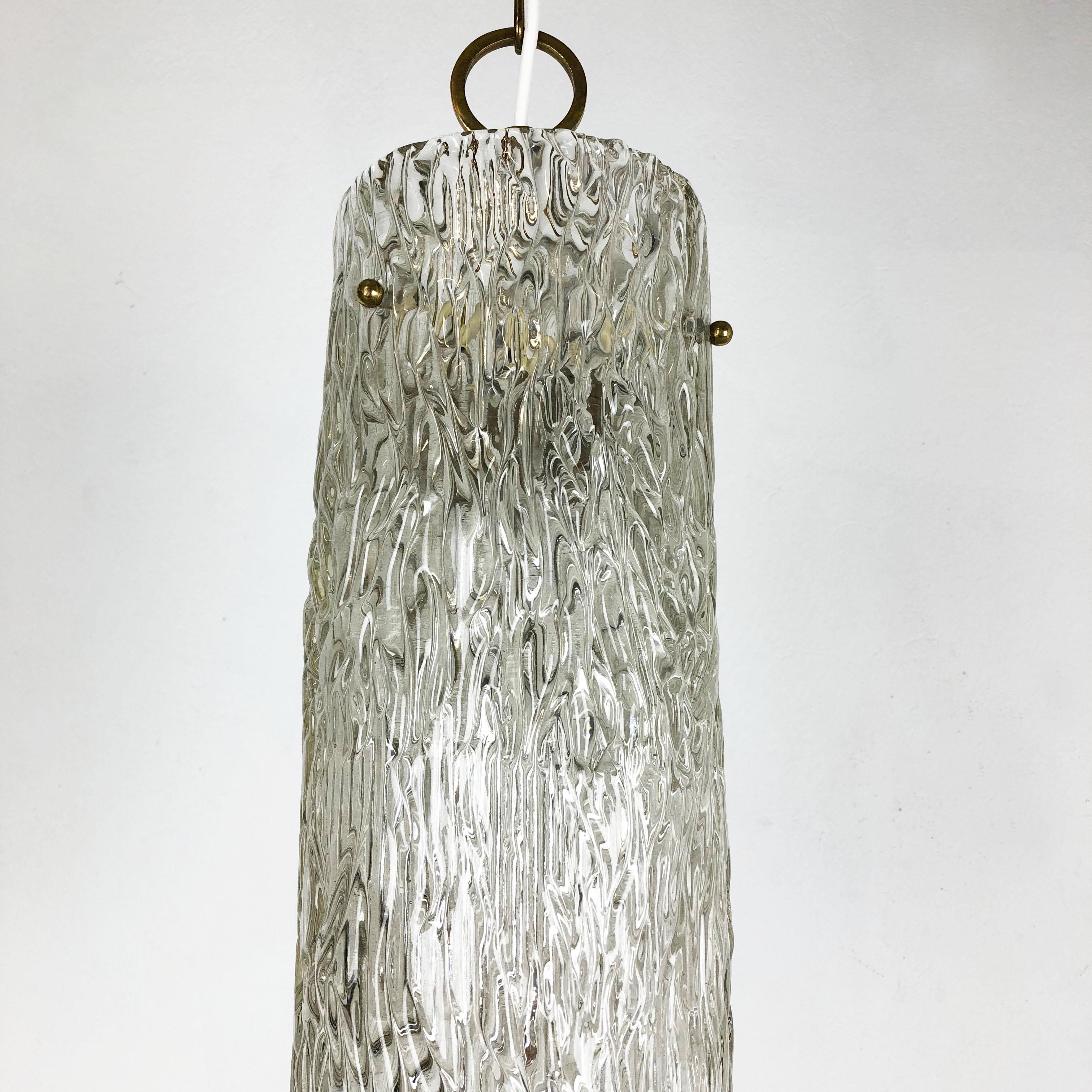 Hollywood Regency Ice Glass Hanging Light, J. T. Kalmar Lights, Austria, 1950s For Sale 1