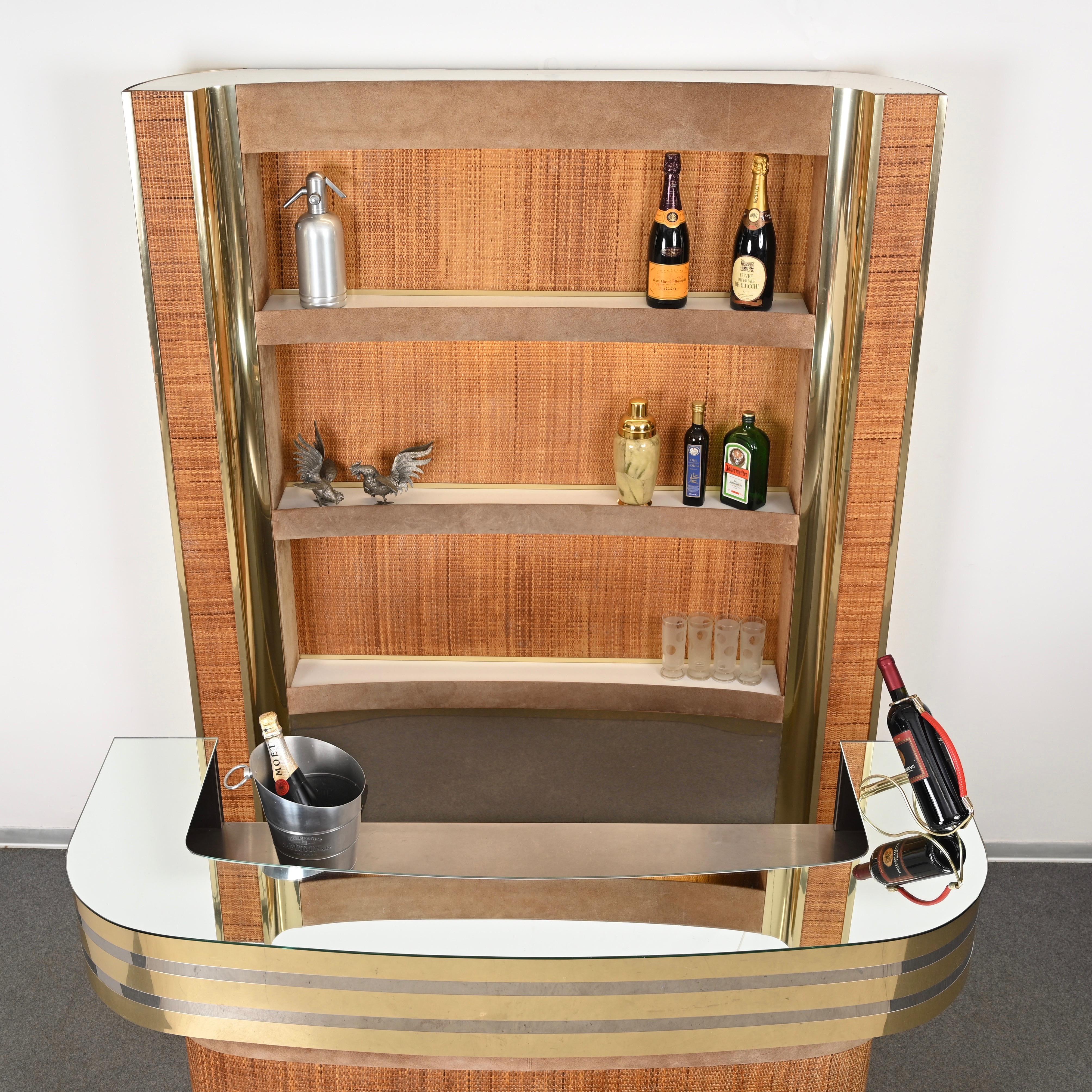 Hollywood Regency Illuminated Dry Bar in the Style of Willy Rizzo, Italy 1970s For Sale 4