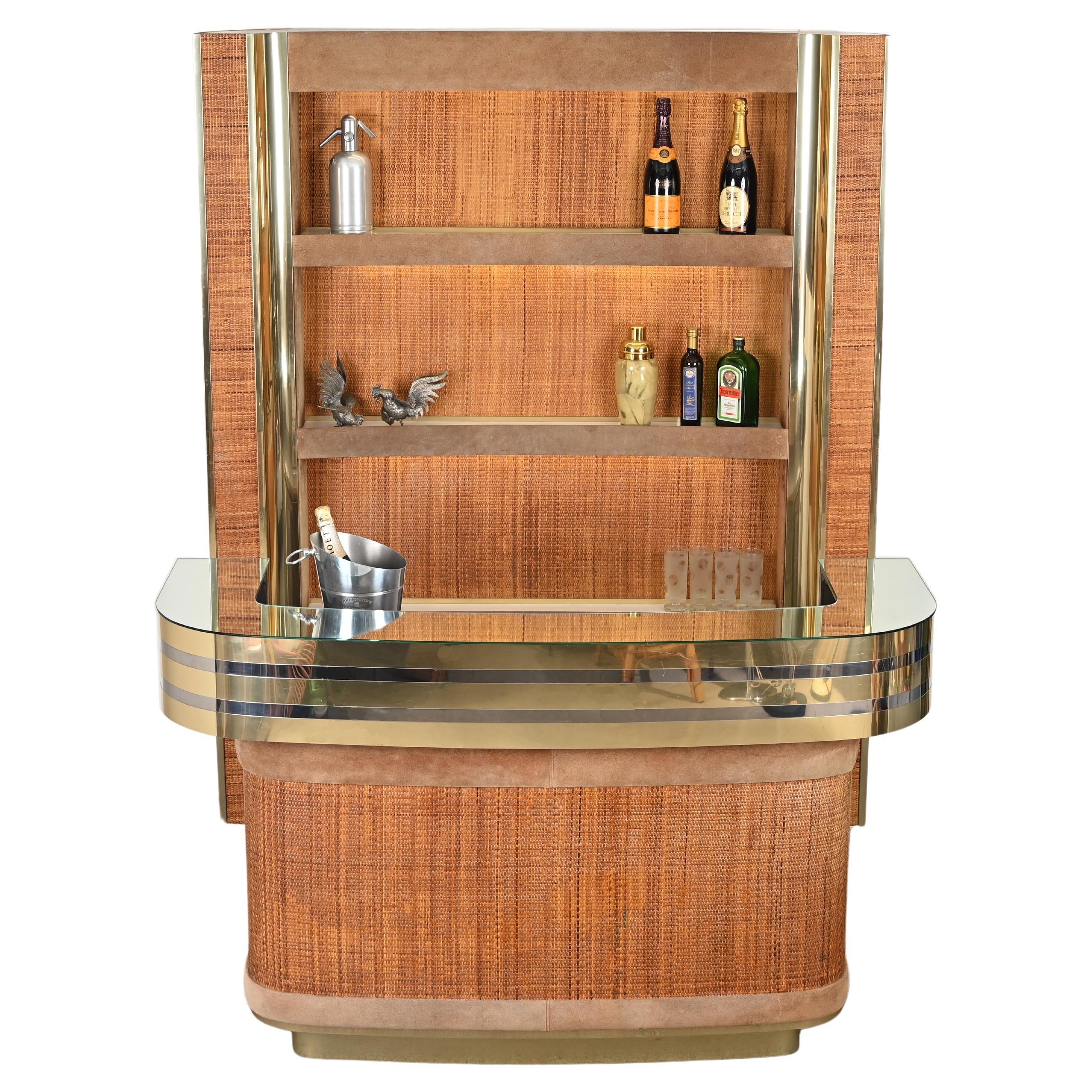 Hollywood Regency Illuminated Dry Bar in the Style of Willy Rizzo, Italy 1970s For Sale 8