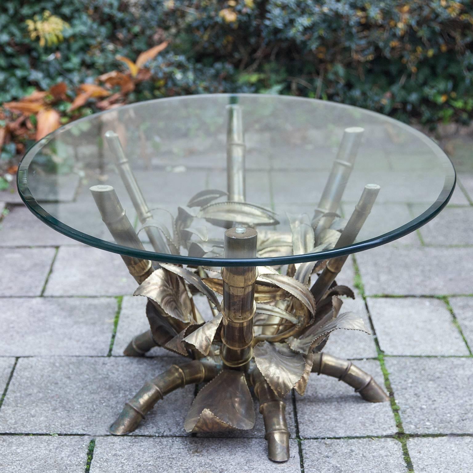 Mesa de centro de bambú de imitación iluminada Hollywood Regency Francia, años 60 Regencia de Hollywood en venta