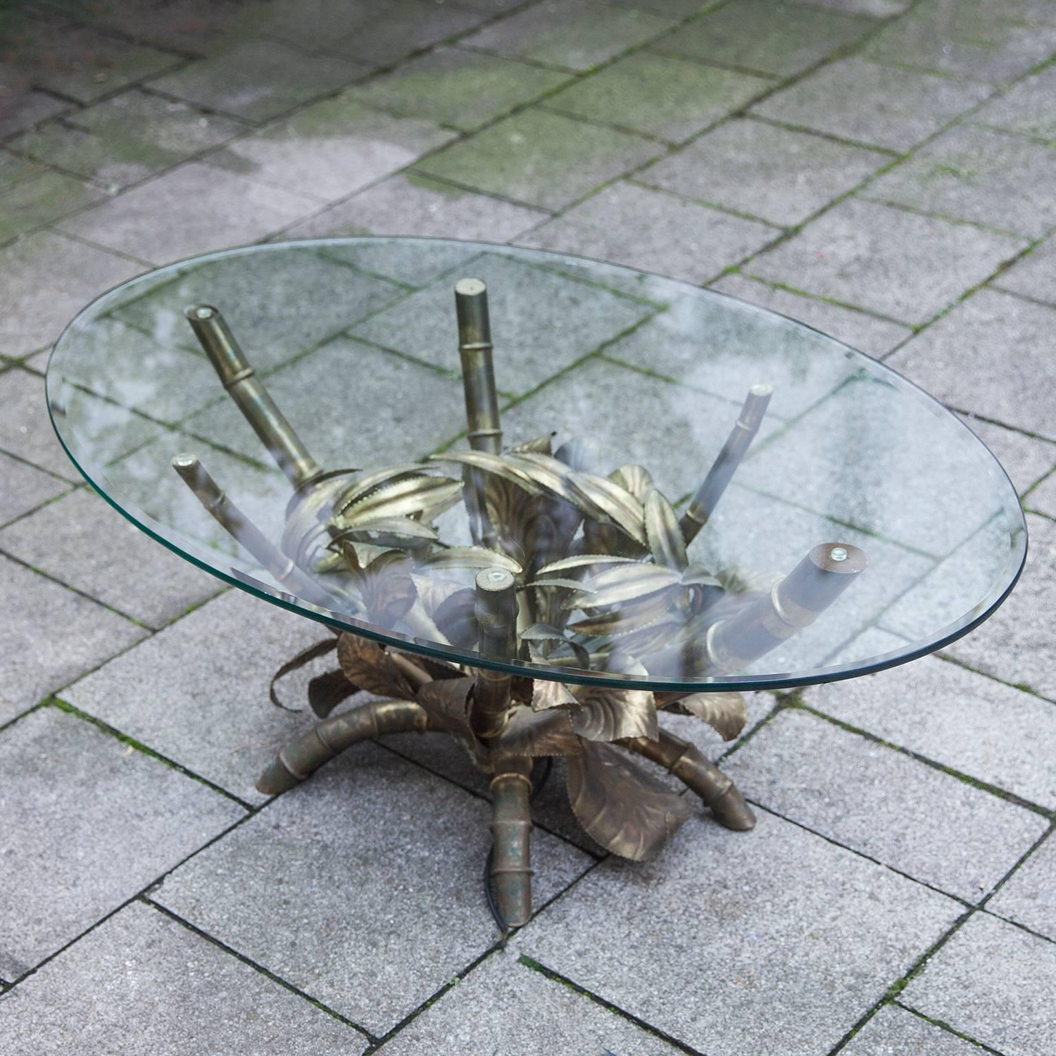 Mesa de centro de bambú de imitación iluminada Hollywood Regency Francia, años 60 Francés en venta