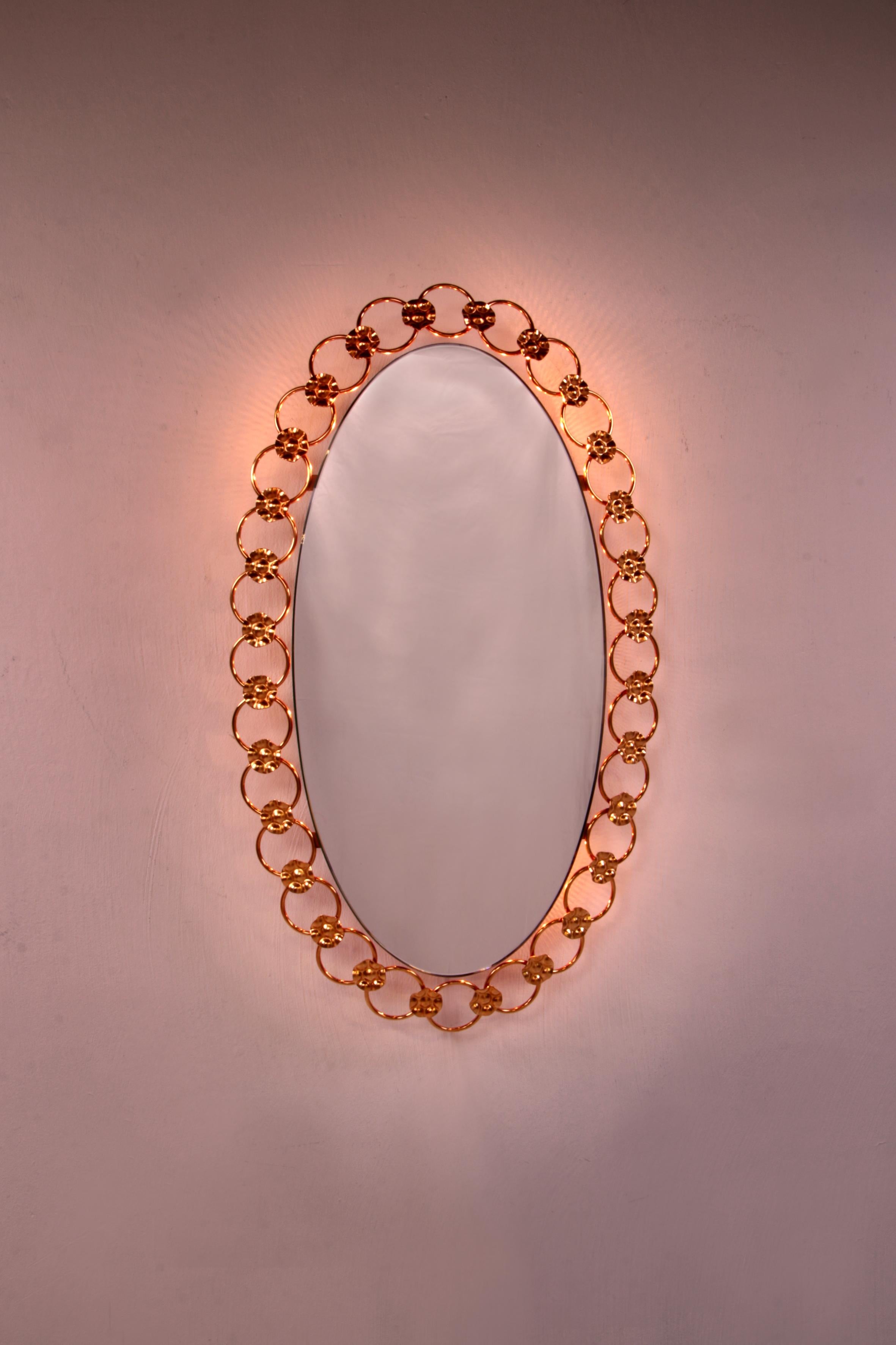Hollywood Regency Illuminated Wall Mirror 1960s Germany For Sale 1