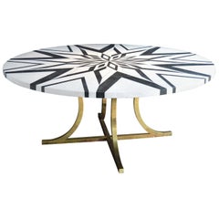Hollywood Regency Inlaid Marble Top Dining Table