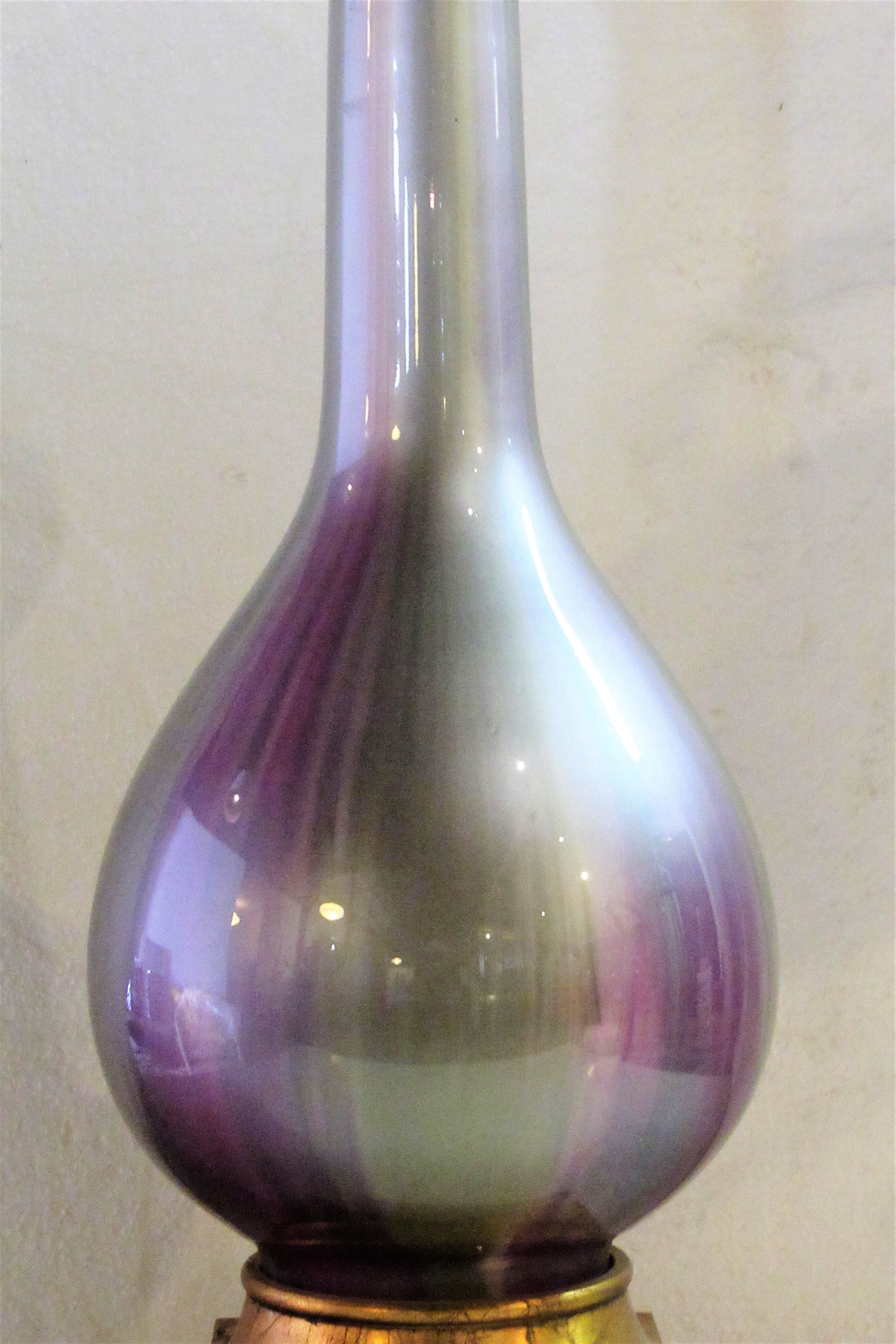 Hollywood Regency Iridescent Glass Lamp by Frederick Cooper 2