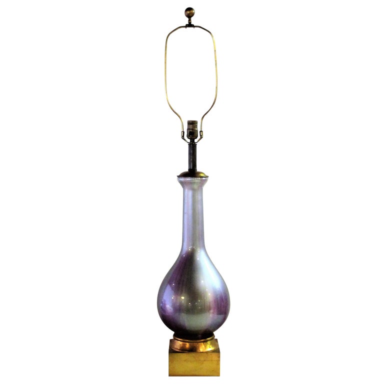 Hollywood Regency Iridescent Glass Lamp by Frederick Cooper at 1stDibs