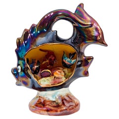 Lampe de table de luxe en céramique irisée de la Côte d'Azur par Cerdazur, Monaco, années 1950