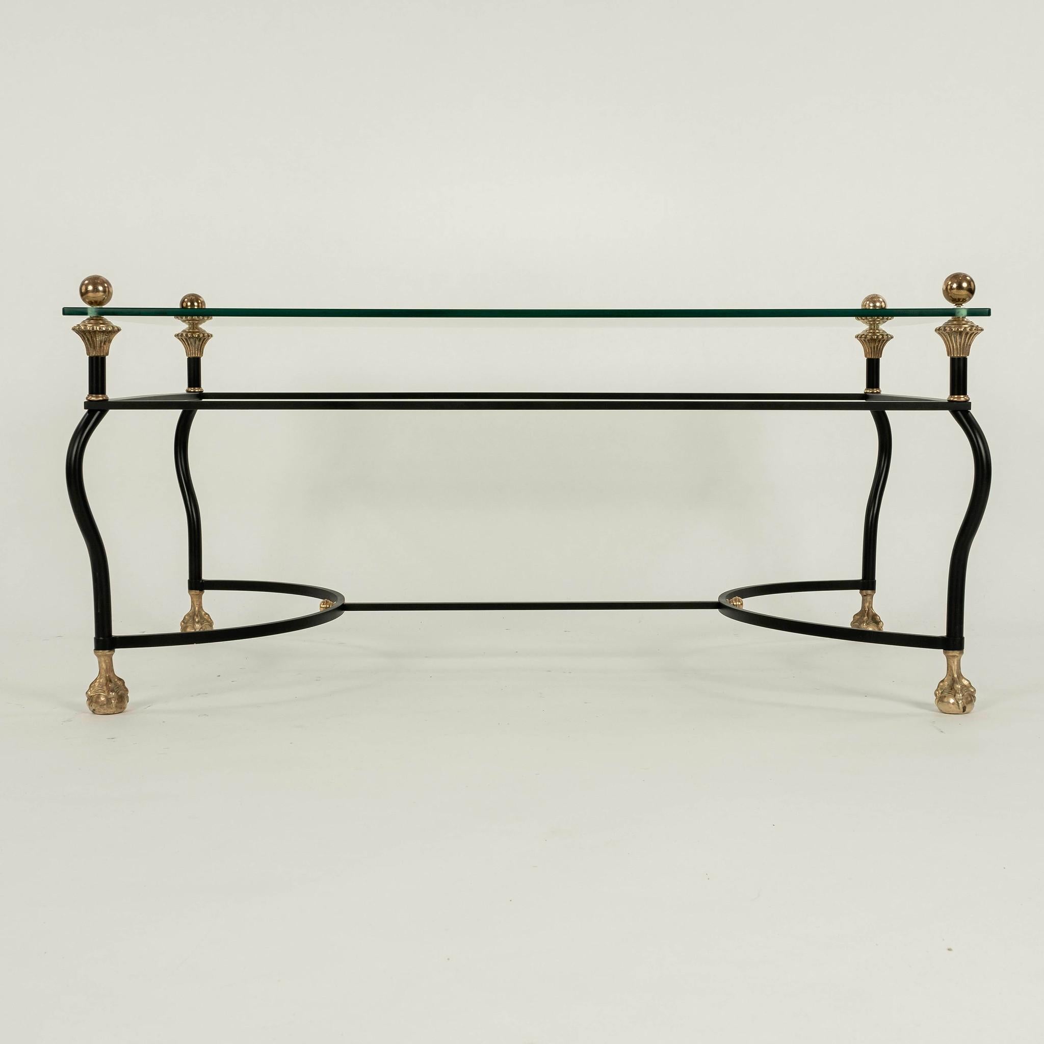 20th Century Hollywood Regency Iron and Brass Cocktail Table For Sale