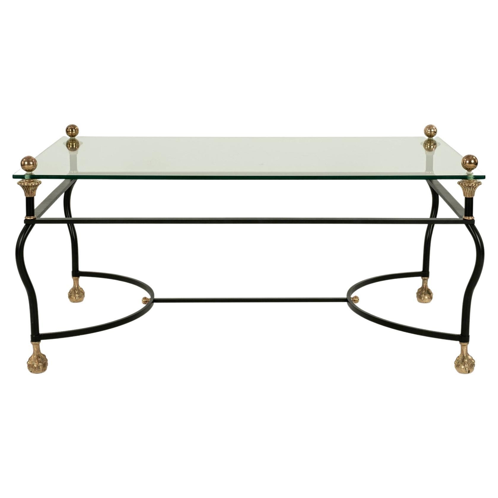 Hollywood Regency Iron and Brass Cocktail Table