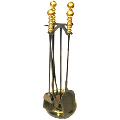 Hollywood Regency Iron and Brass Fireplace Tool Set by Pilgrim