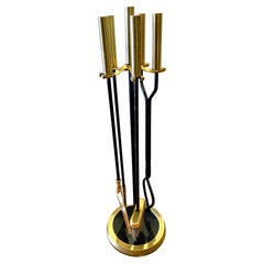Hollywood Regency Iron and Brass Fireplace Tool Set