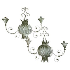 Hollywood Regency Iron And Tole Candle Sconce