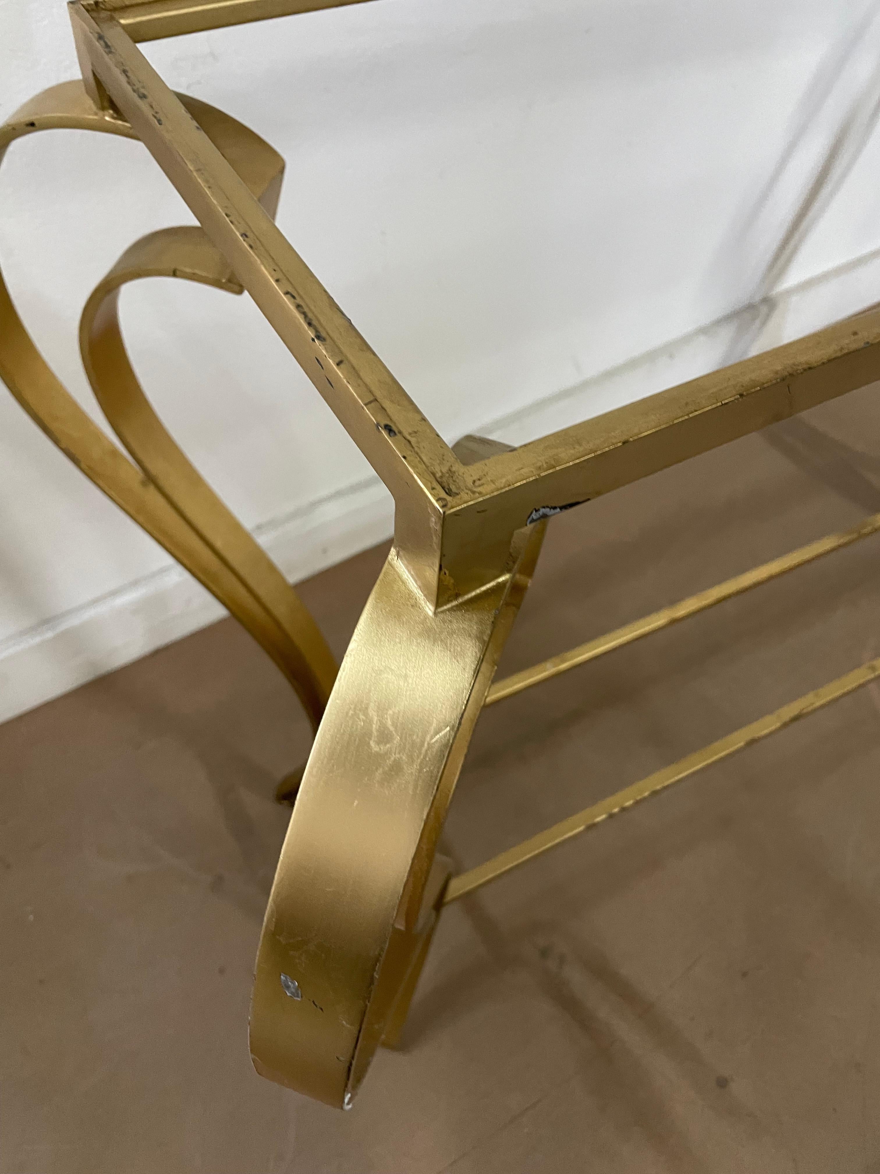 Hollywood Regency Iron Gold Gild Console Table For Sale 2