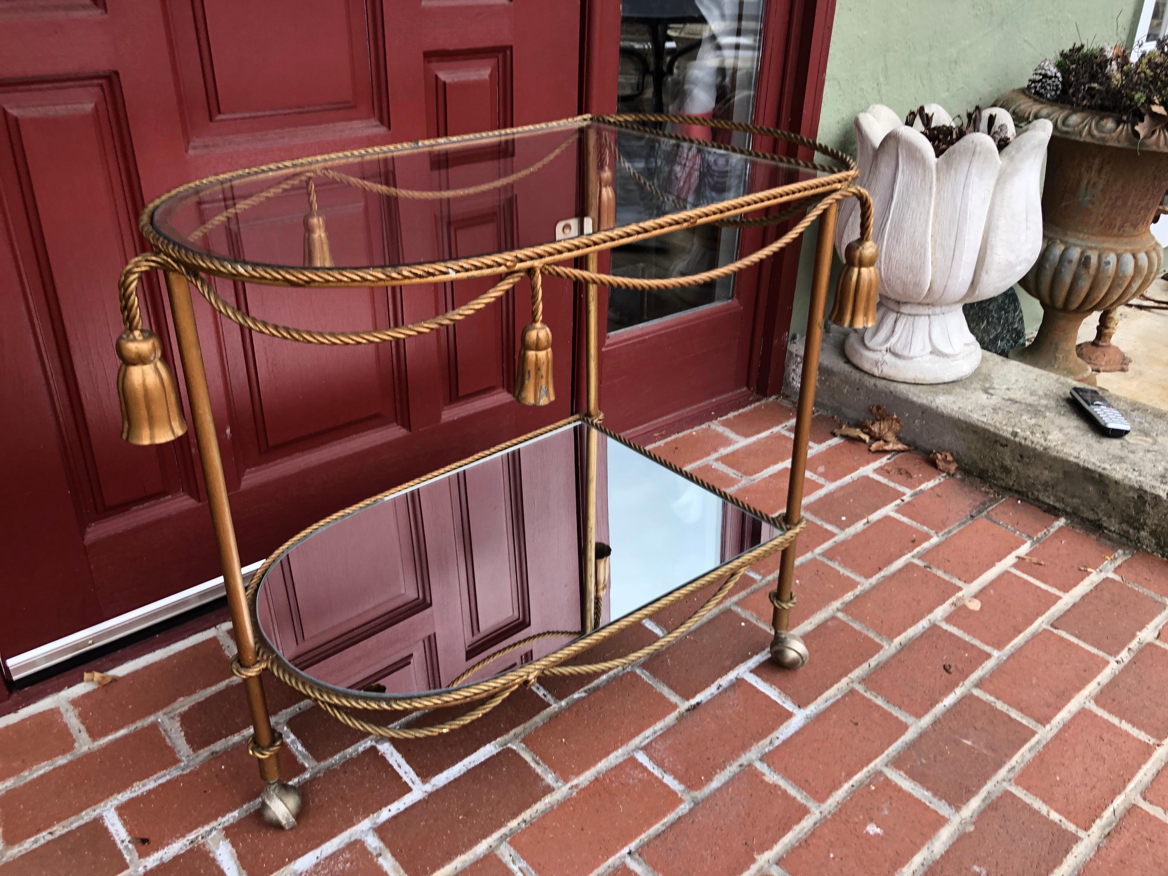 Glass Hollywood Regency Italian Bar Cart