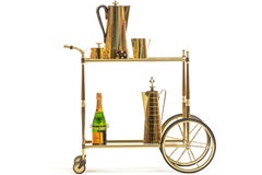 Hollywood Regency Italian Brass Bar Cart, circa 1970s
