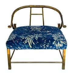 Silla de salón con respaldo de barril de latón italiano Hollywood Regency by Mastercraft