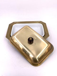 Hollywood Regency Italian Brass Covered Casserole Warming Dish by PM Italy