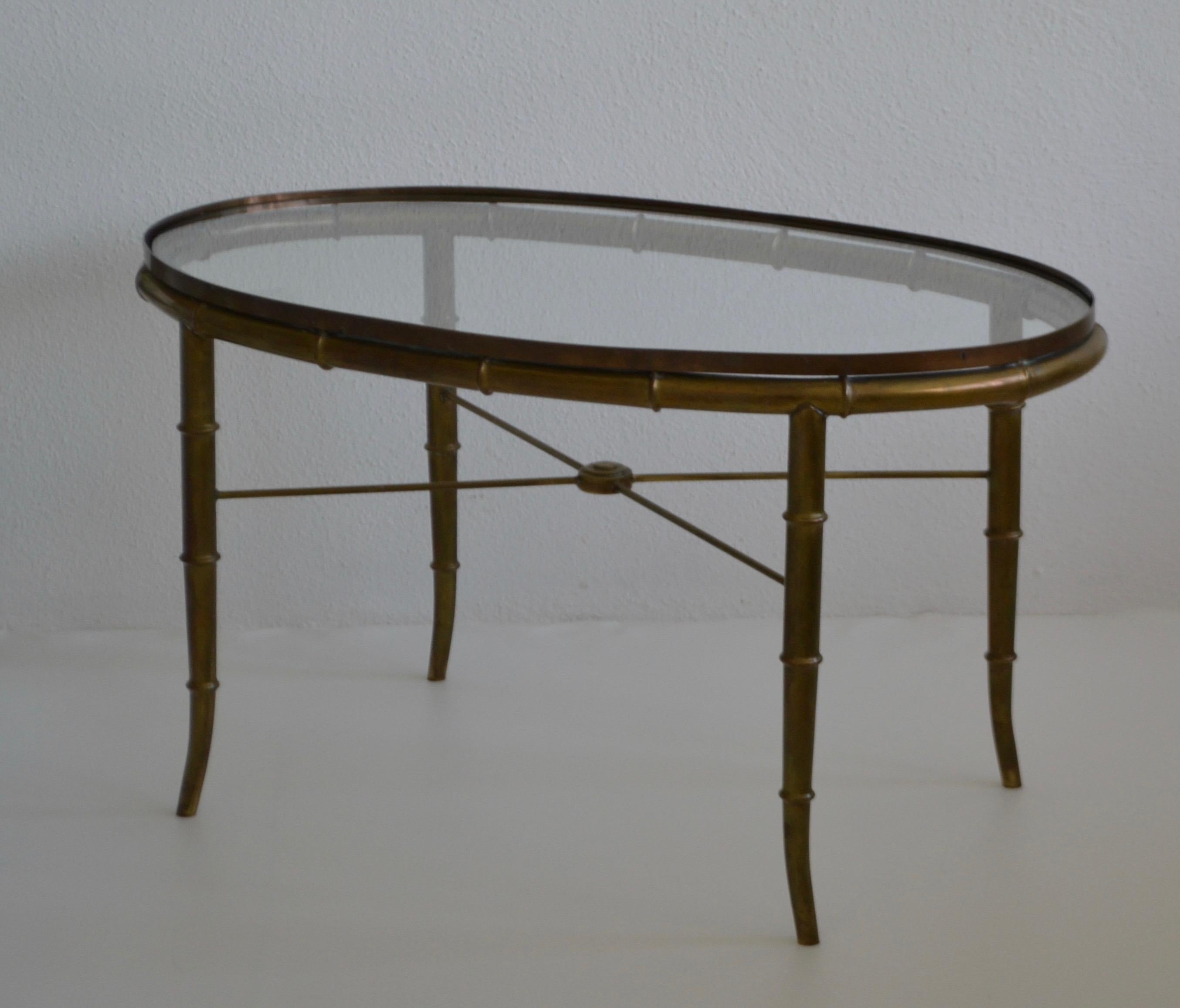 Mid-20th Century Hollywood Regency Italian Brass Faux Bamboo Table For Sale