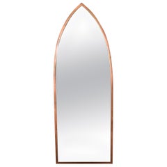Hollywood Regency Italian Brass Gothic Arch Wall Mirror