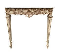 Hollywood Regency Italian Carved Wood & Marble Console Table or Hallway Table