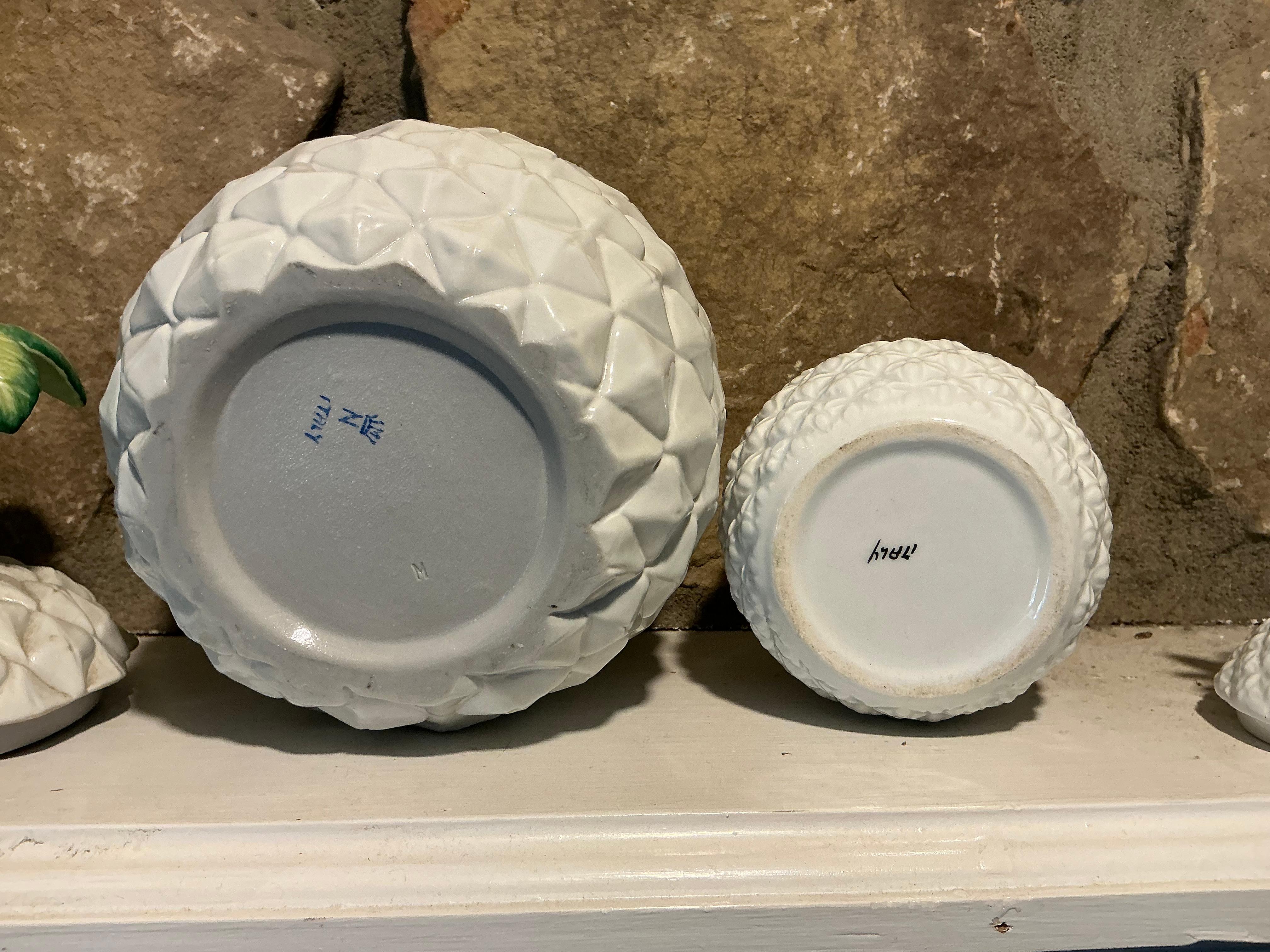 Vasetti / Cachepot in ceramica a forma di ananas Hollywood Regency - coppia in vendita 1