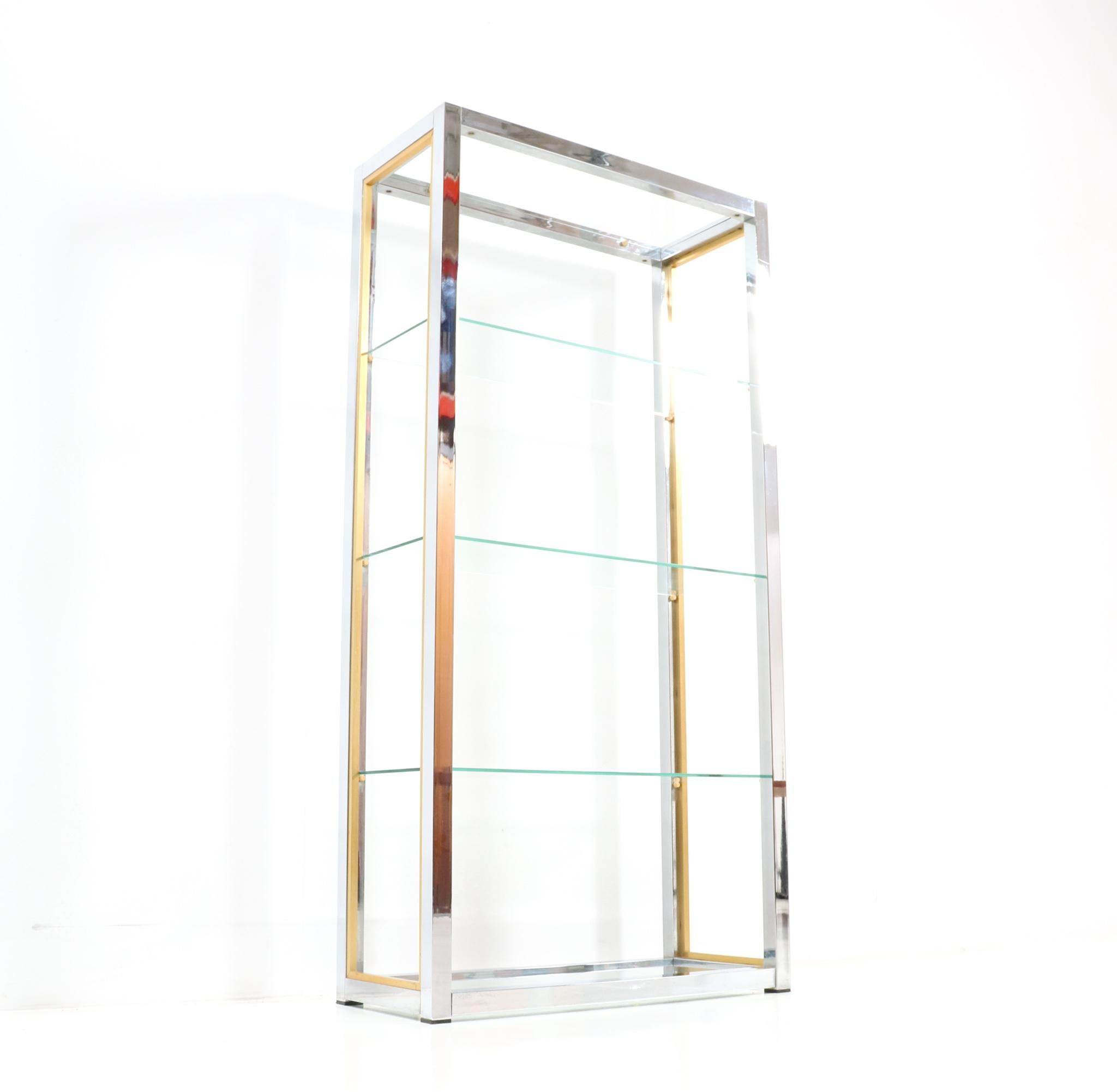 Hollywood Regency Italian Chrome and Brass Etagere by Renato Zevi, 1970s In Good Condition For Sale In Amsterdam, NL