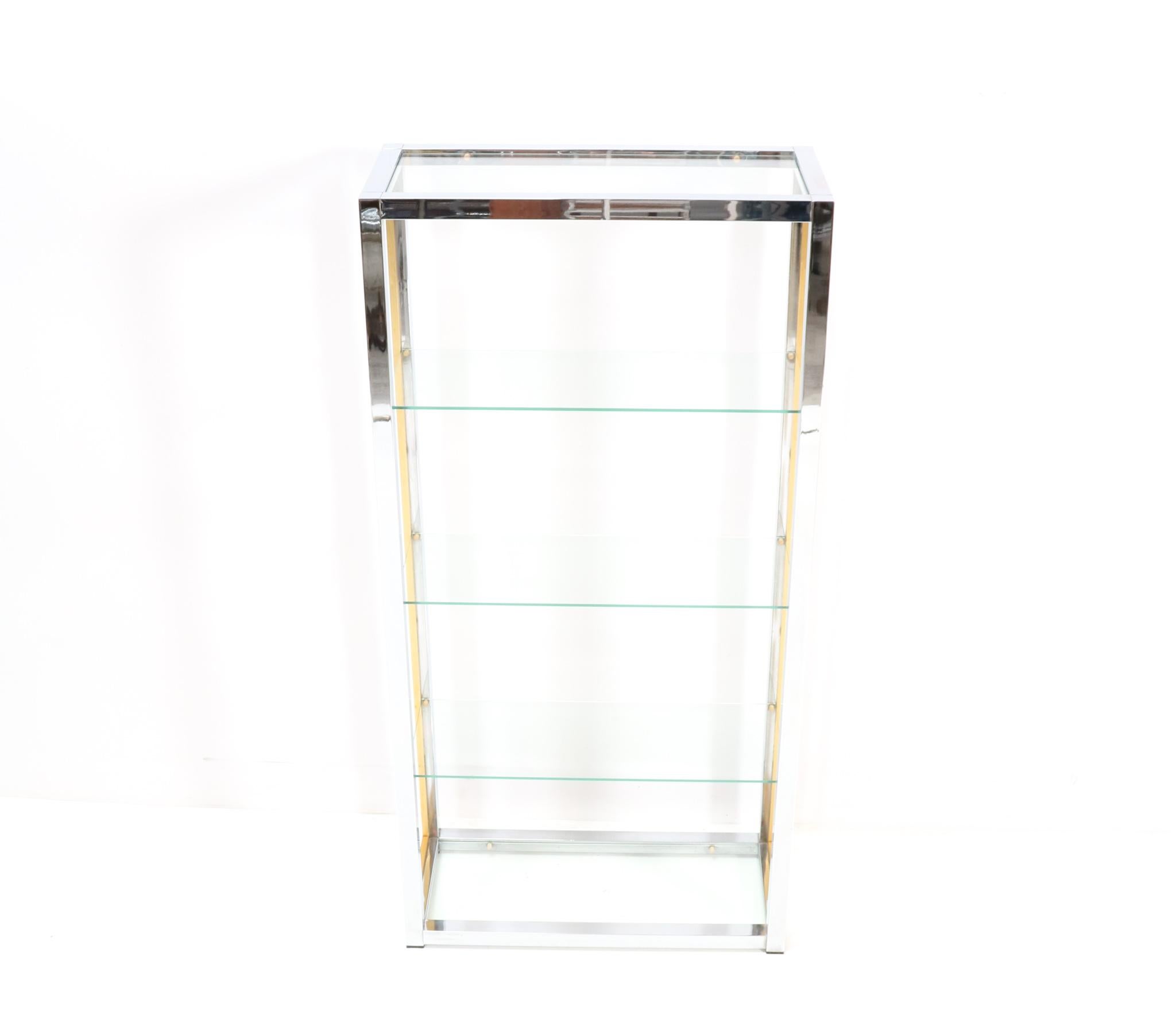 Hollywood Regency Italian Chrome and Brass Etagere by Renato Zevi, 1970s For Sale 4