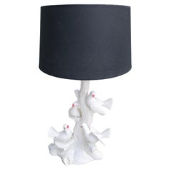 Hollywood Regency Italian Dove Lamp in White Ceramic, 1960s
