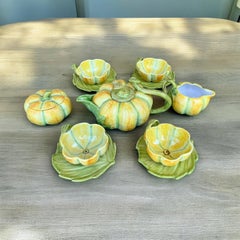 Hollywood Regency Italian Fall Pumpkin / Squash Ceramic Tea Set. S / 11