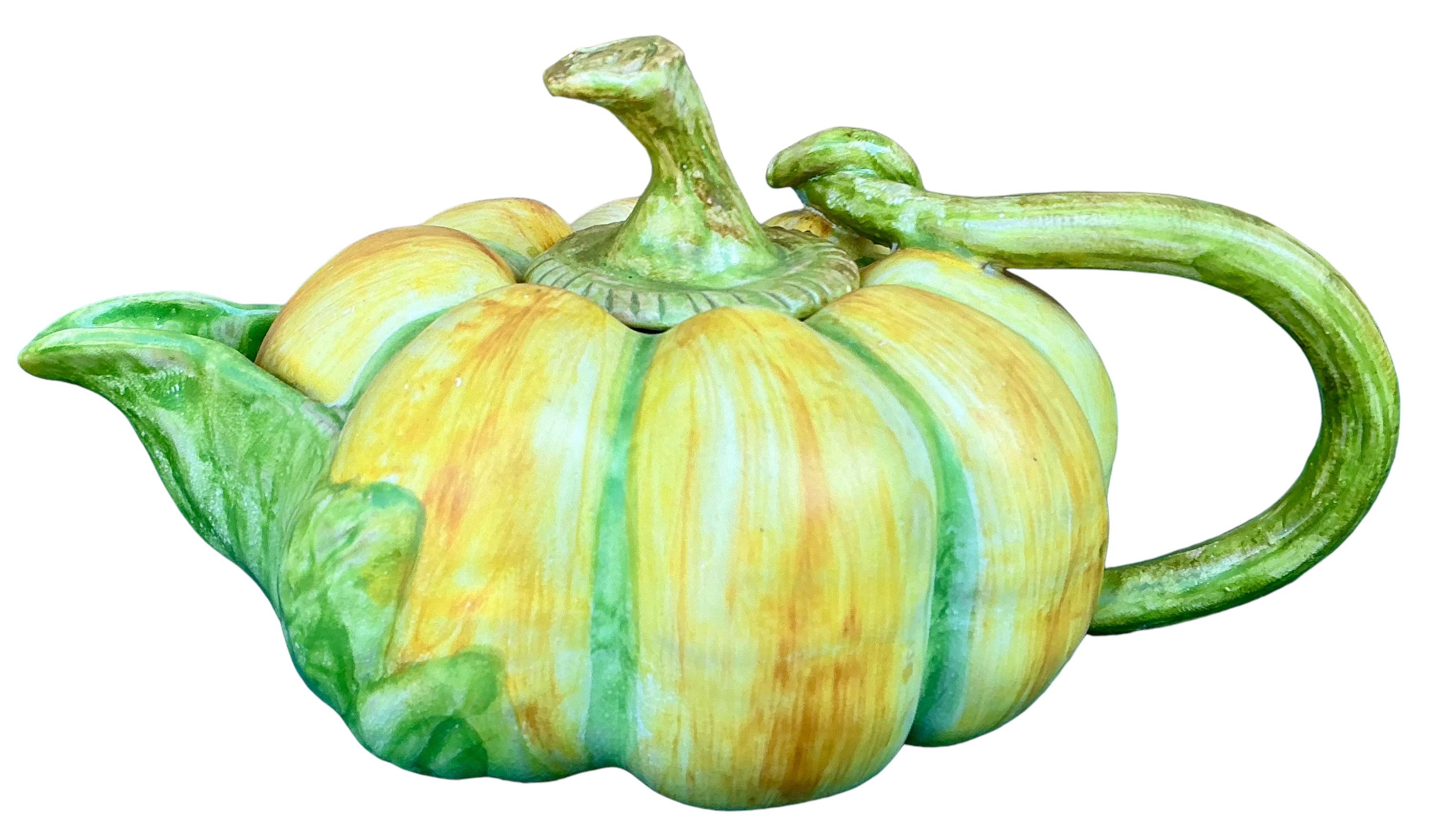 Service à thé italien Fall Pumpkin/Squash en céramique de style Hollywood Regency. S / 11 en vente 3