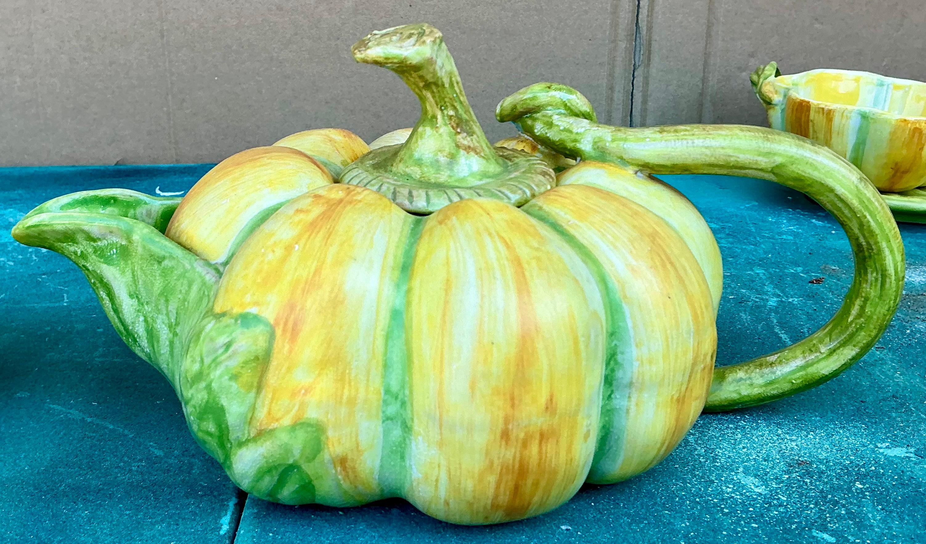 Service à thé italien Fall Pumpkin/Squash en céramique de style Hollywood Regency. S / 11 en vente 4