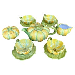 Vintage Hollywood Regency Italian Fall Pumpkin / Squash Ceramic Tea Set. S / 11