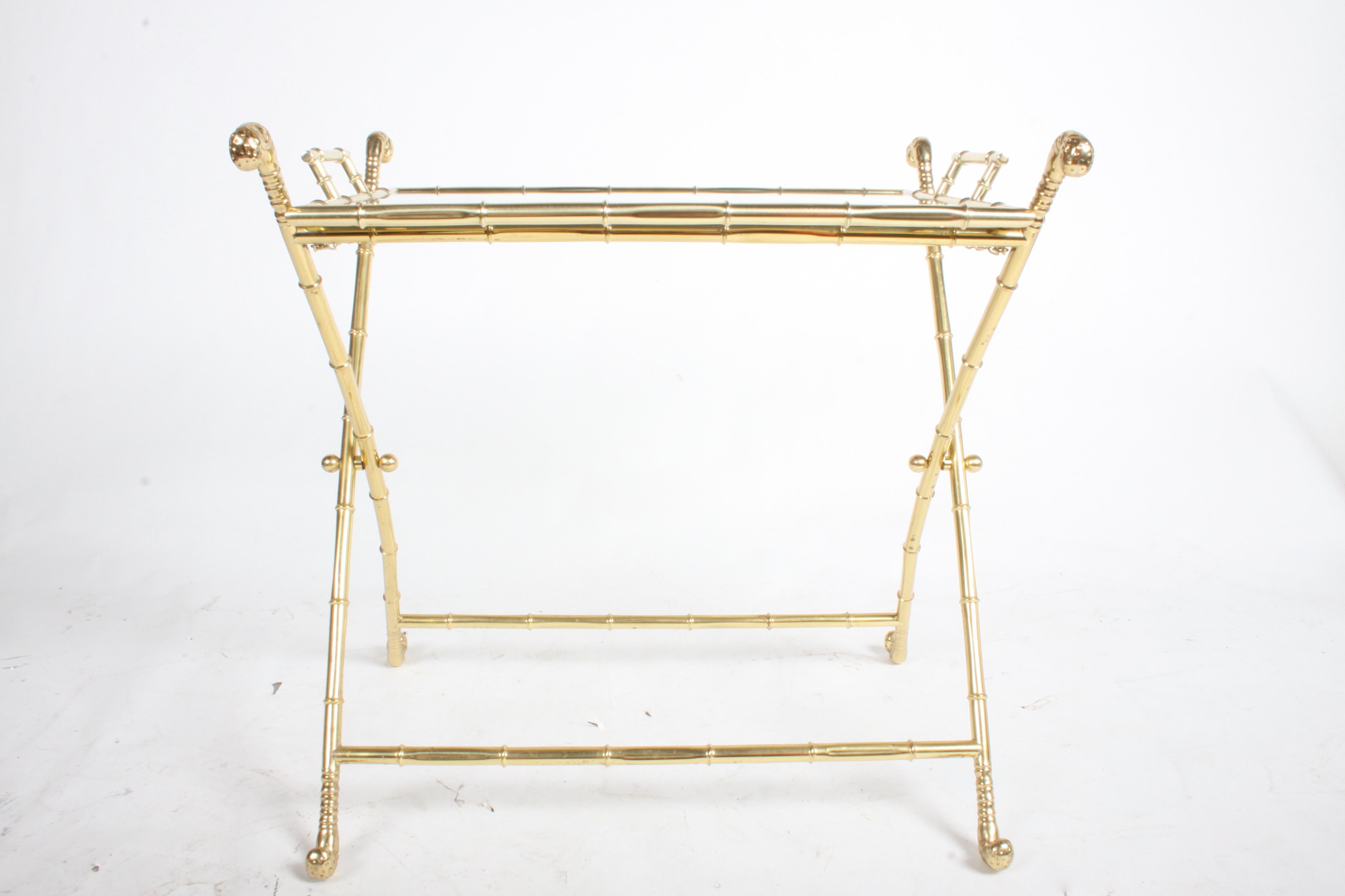 Hollywood Regency Italian Faux Bamboo Brass Dry Bar or Cocktail Tray Table For Sale 10