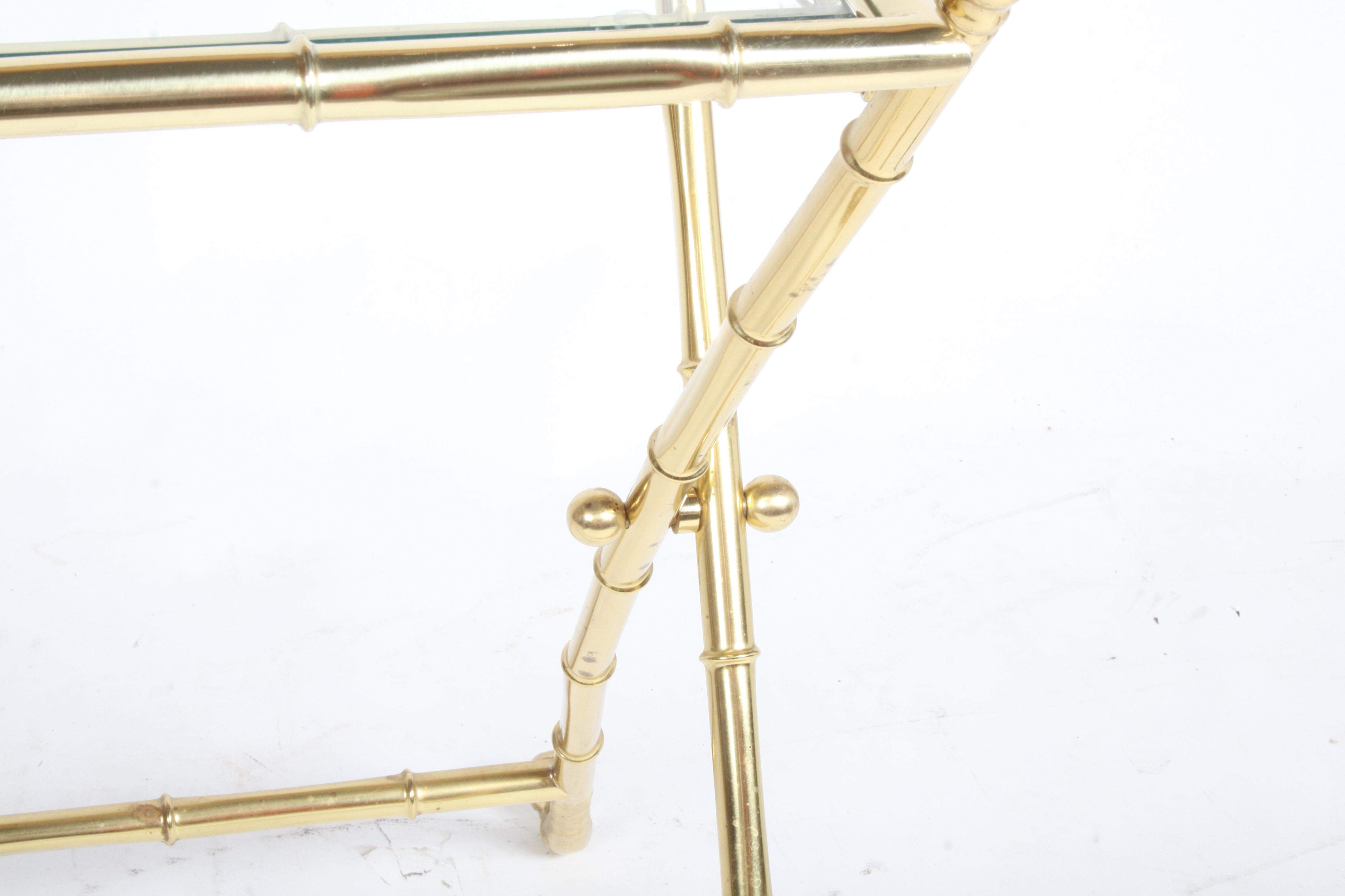Hollywood Regency Italian Faux Bamboo Brass Dry Bar or Cocktail Tray Table For Sale 11