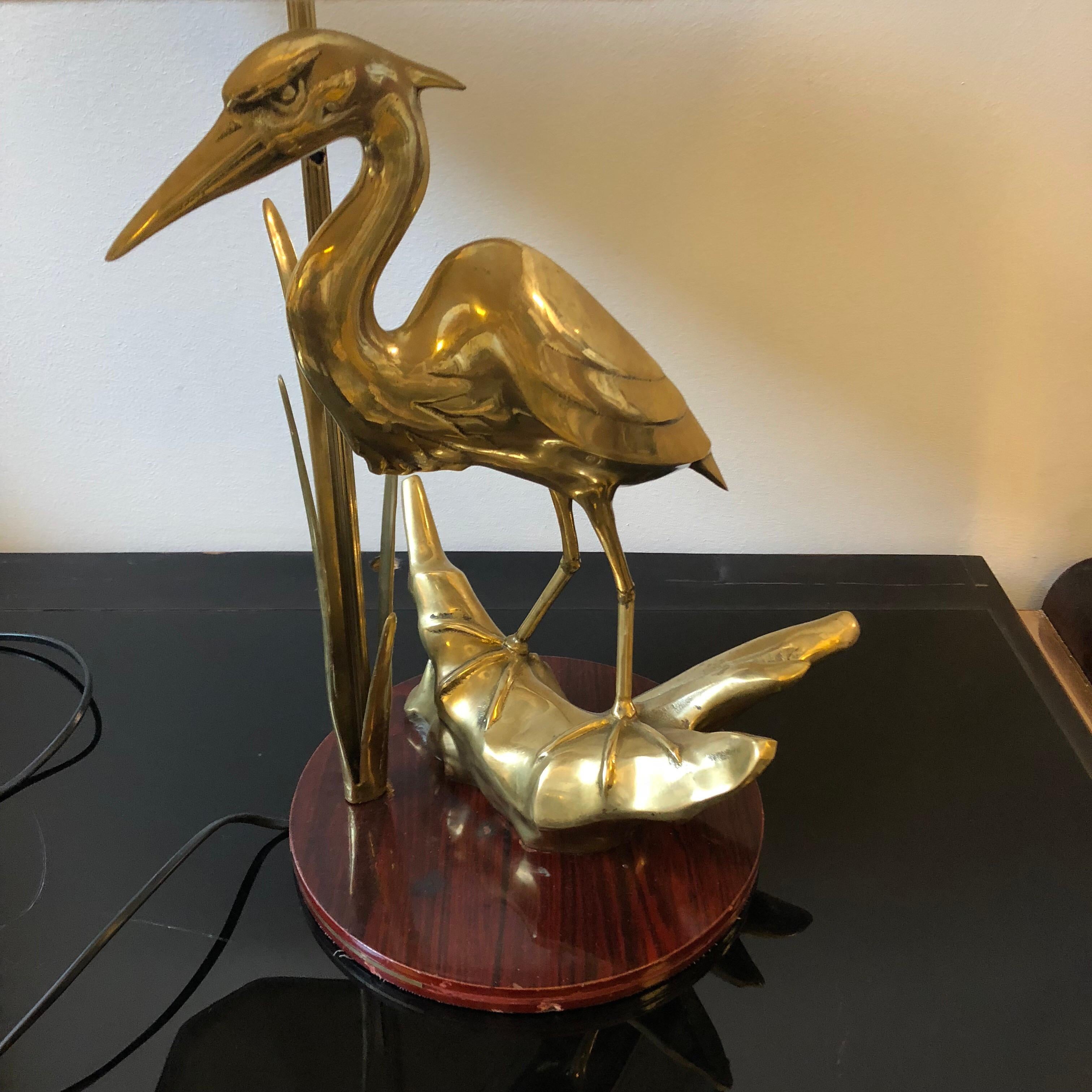 Hollywood Regency Italian Flamingo Brass Table Lamp, circa 1950 6