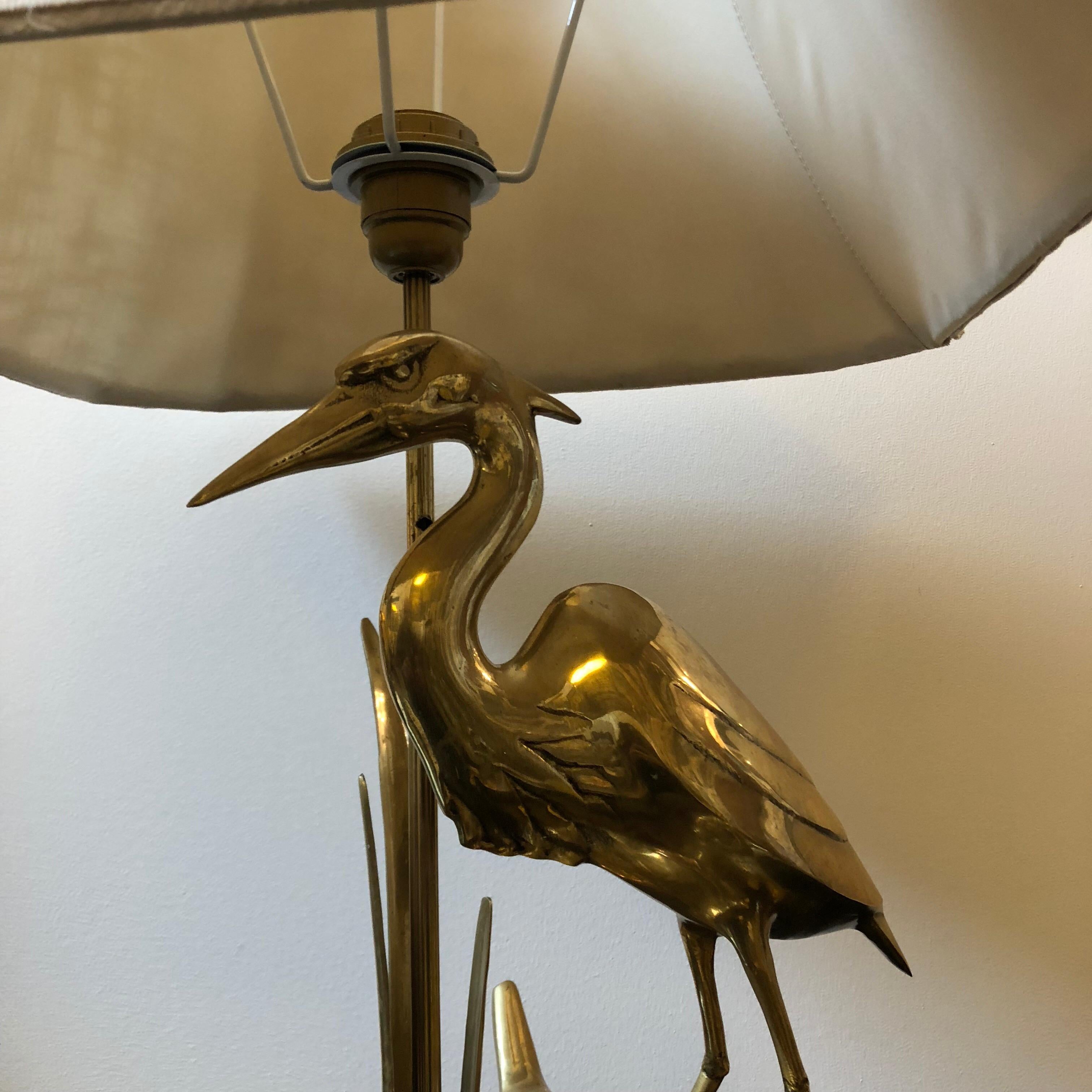 20th Century Hollywood Regency Italian Flamingo Brass Table Lamp, circa 1950