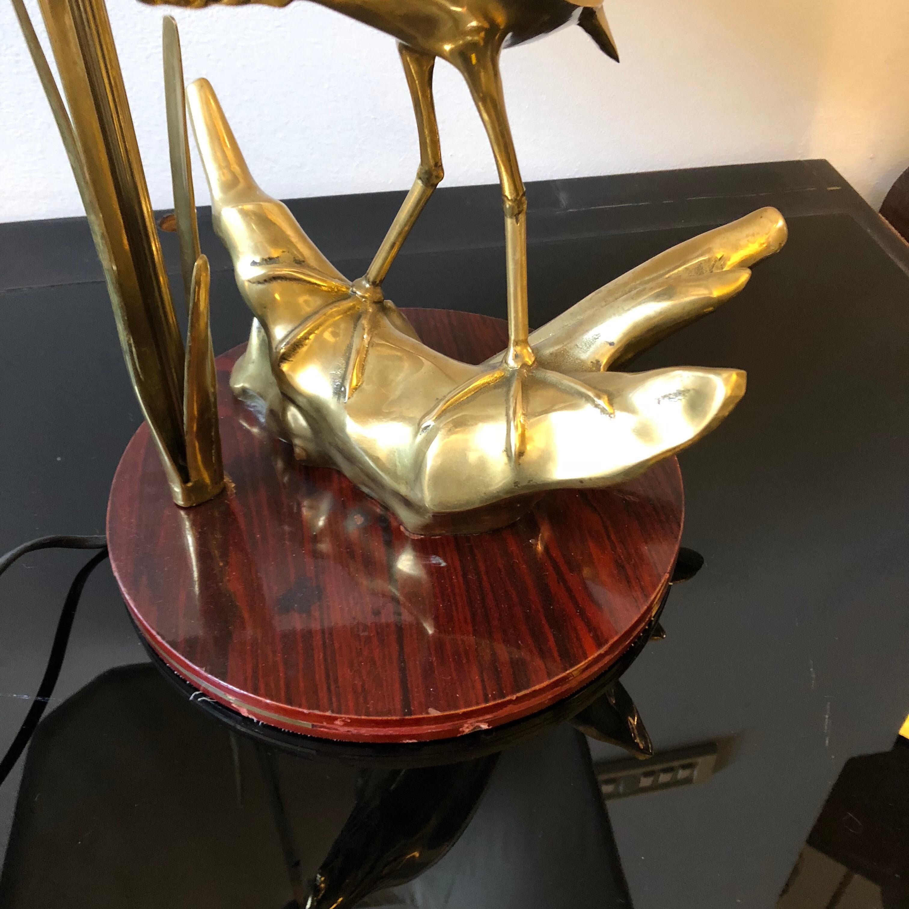 Hollywood Regency Italian Flamingo Brass Table Lamp, circa 1950 1