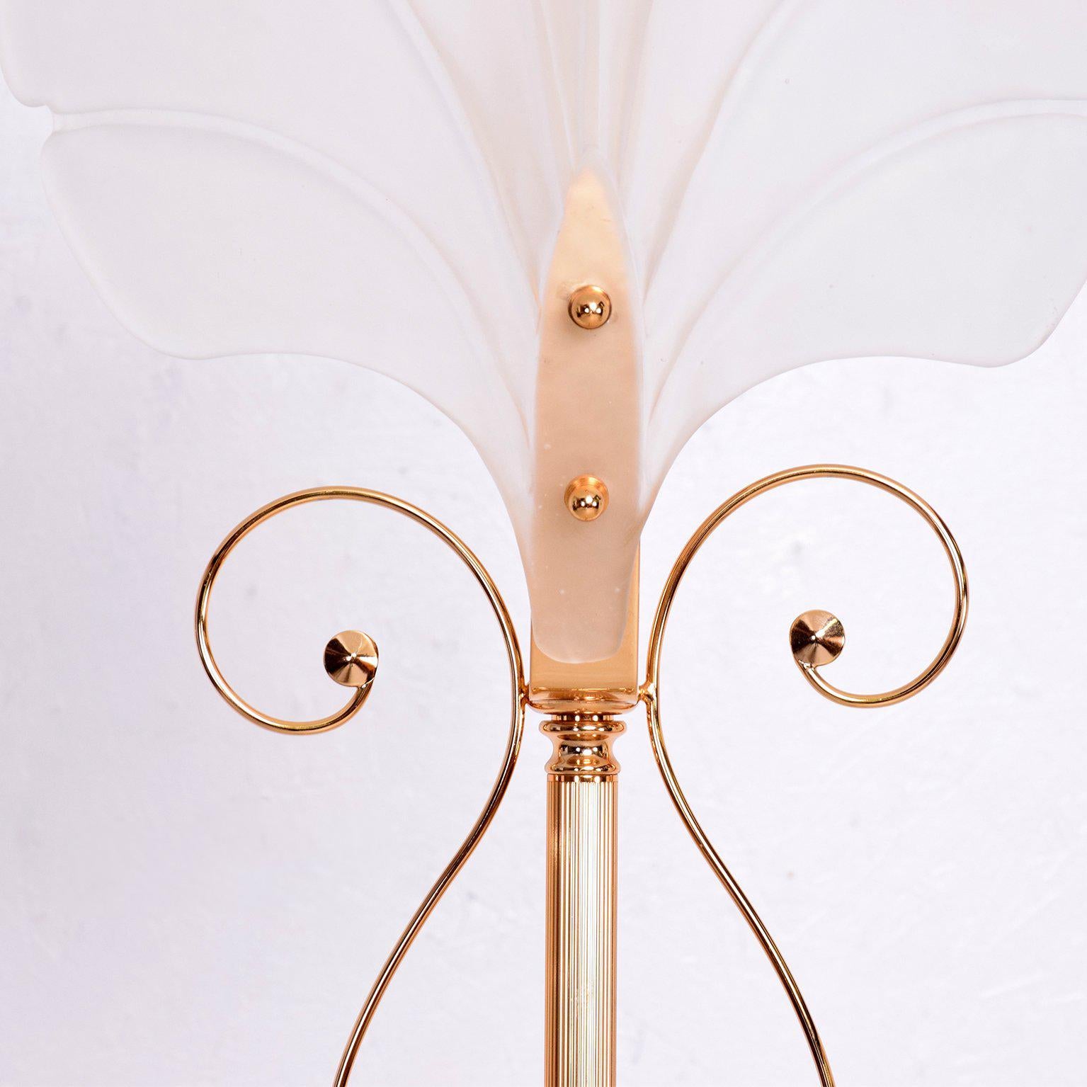 Hollywood Regency Italian Floor Lamp with Frosted Glass Shade After Lalique 2