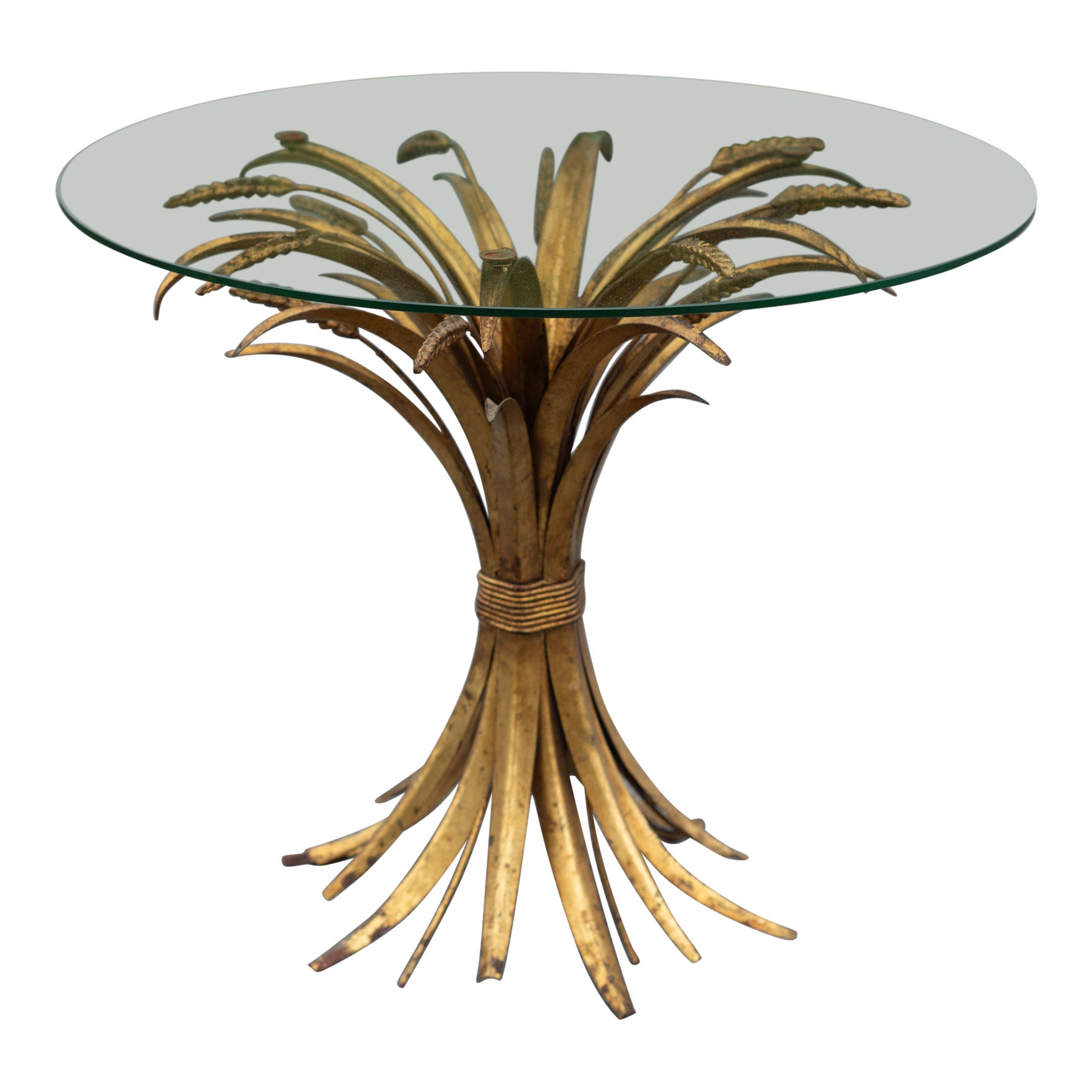 Hollywood Regency Italienisch Gold vergoldet & Glas Rund oder Rund Beistelltisch