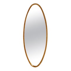 Hollywood Regency Italian Gold Giltwood Frame Oval Wall Mirror