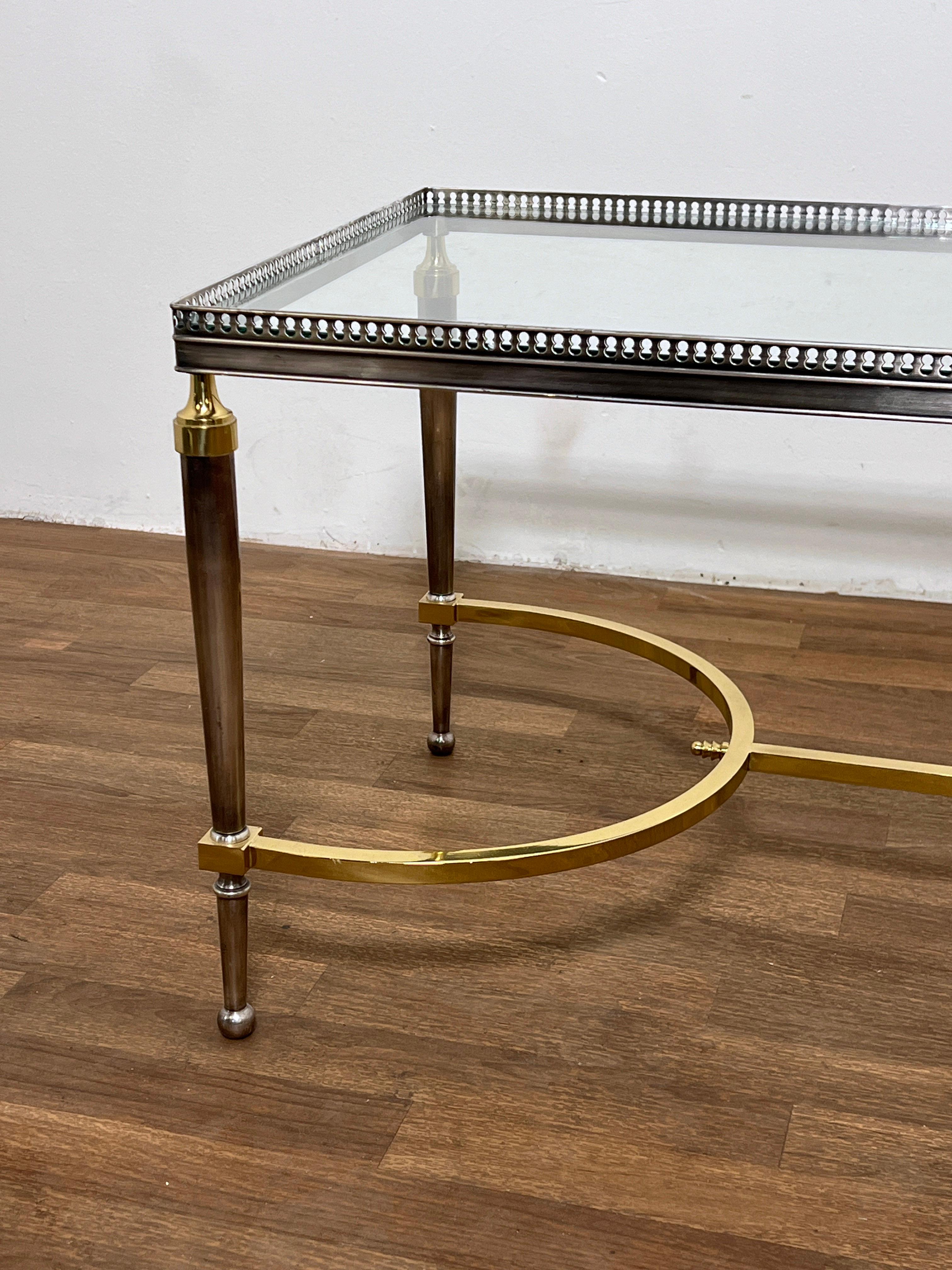 Hollywood Regency Italian Maison Jansen Style Mixed Metal Coffee Table C. 1960s In Good Condition In Peabody, MA
