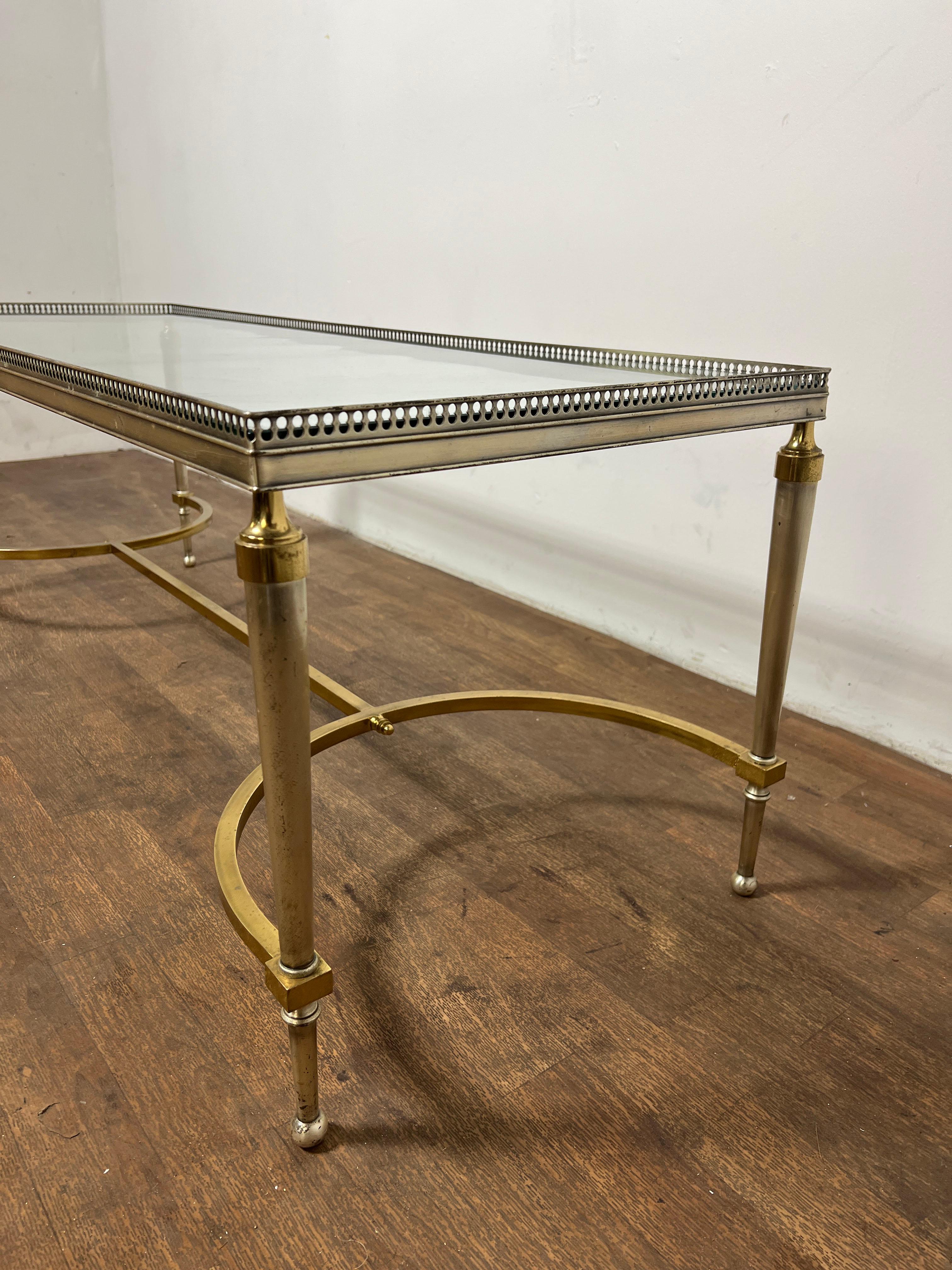 Hollywood Regency Table basse en métal mixte de style Maison Jansen, A.C. Italian Maison Jansen Style C. 1960s en vente
