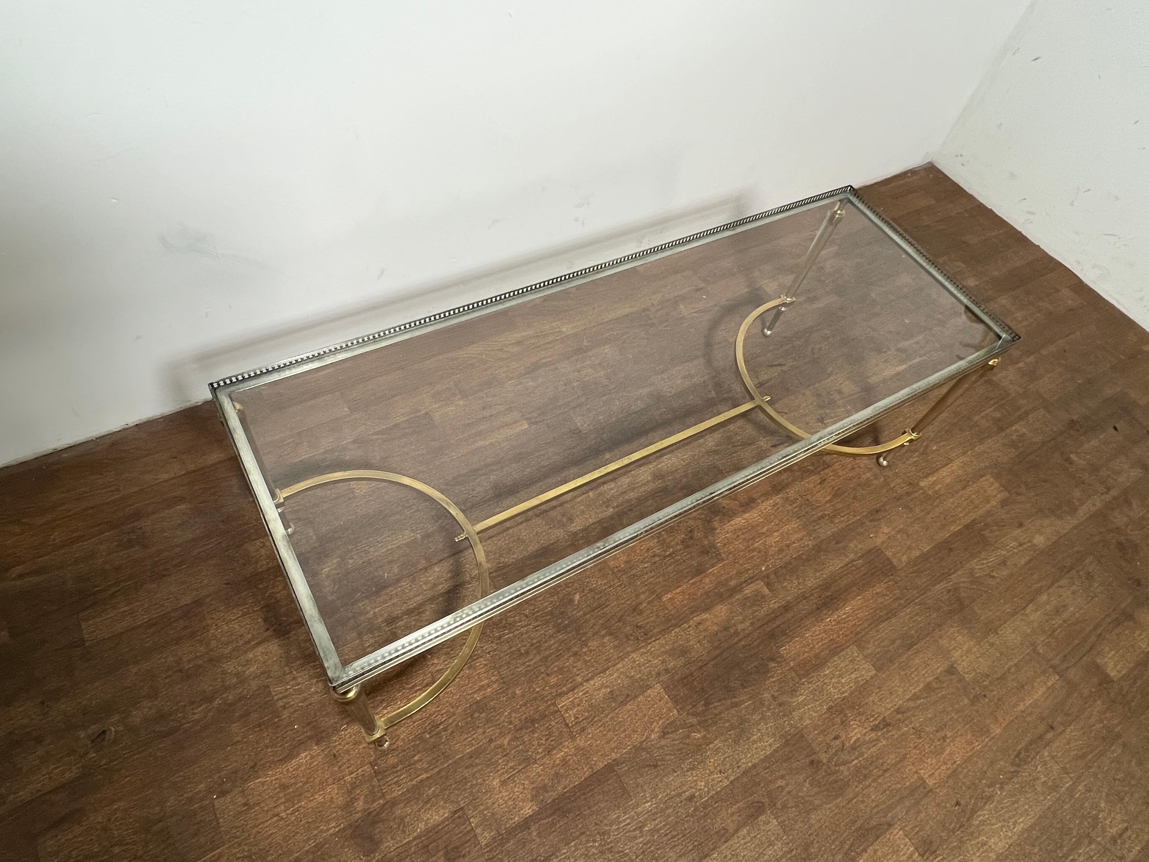 Laiton Table basse en métal mixte de style Maison Jansen, A.C. Italian Maison Jansen Style C. 1960s en vente