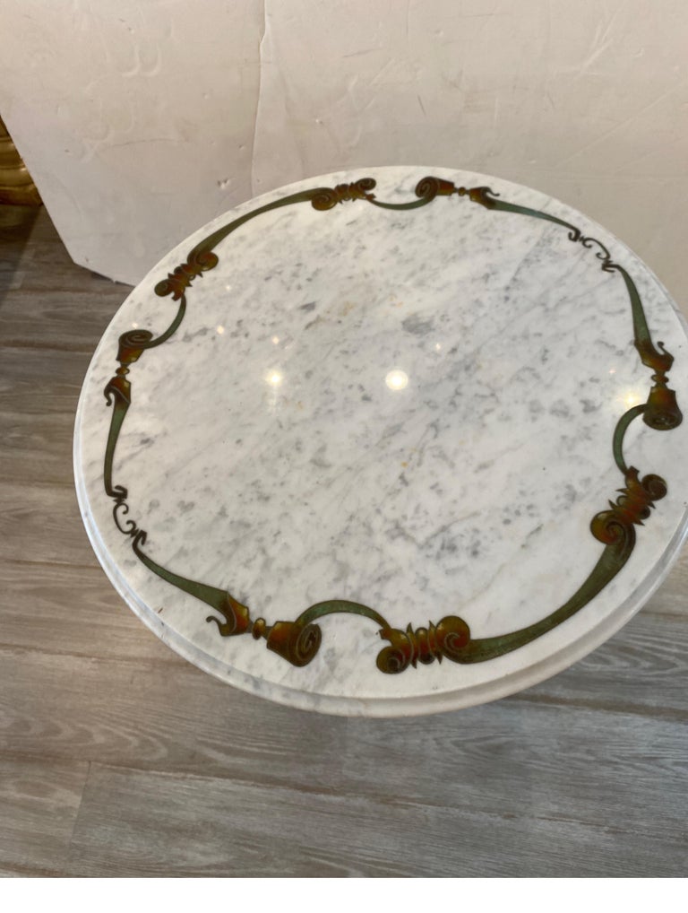 Mid-20th Century Hollywood Regency Italian Marble and Gilt Metal Side Table  For Sale