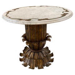 Hollywood Regency Italian Marble and Gilt Metal Side Table