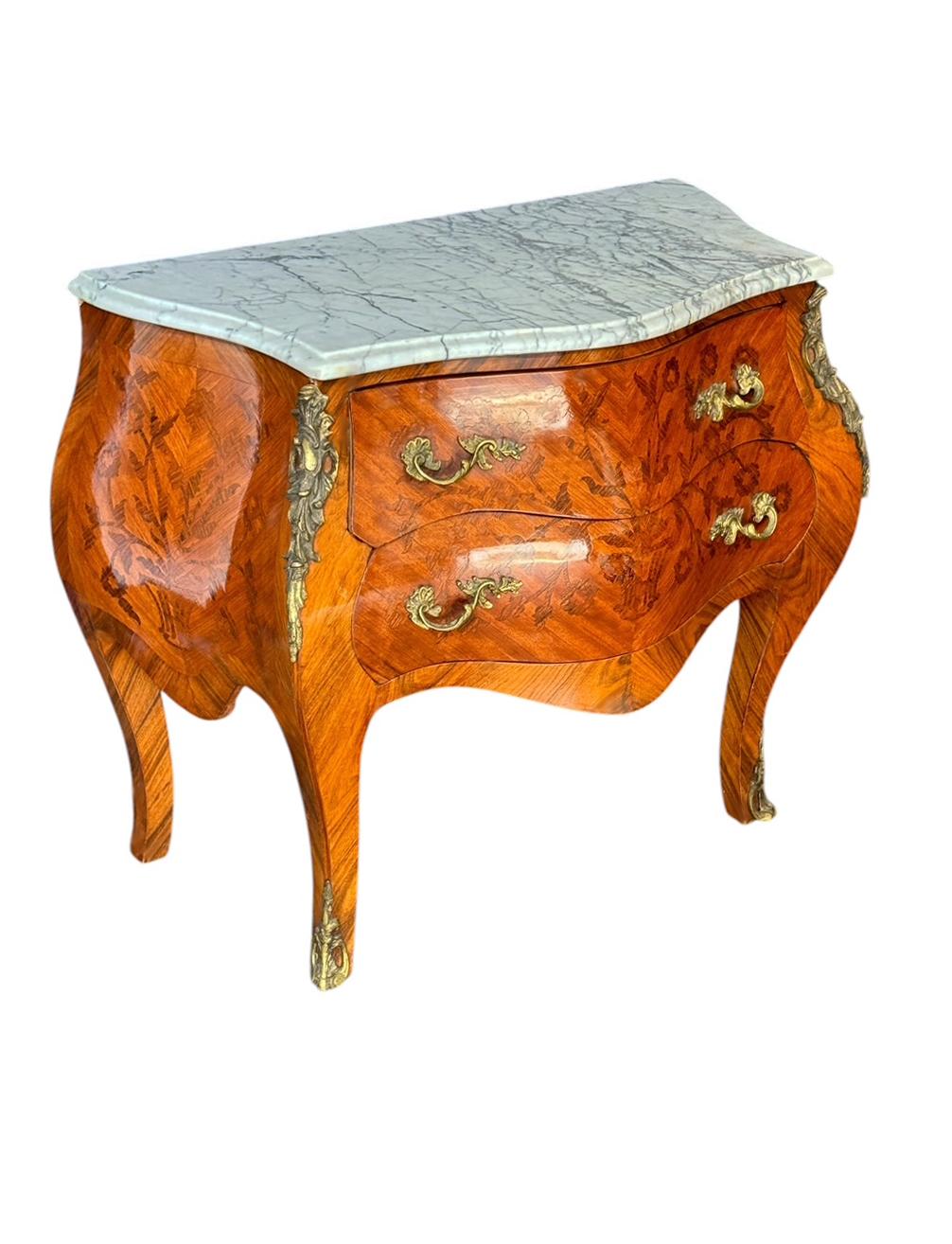 Hollywood Regency Italian Marble Commode or Chest of Drawers Louis XV Style In Good Condition For Sale In Philadelphia, PA