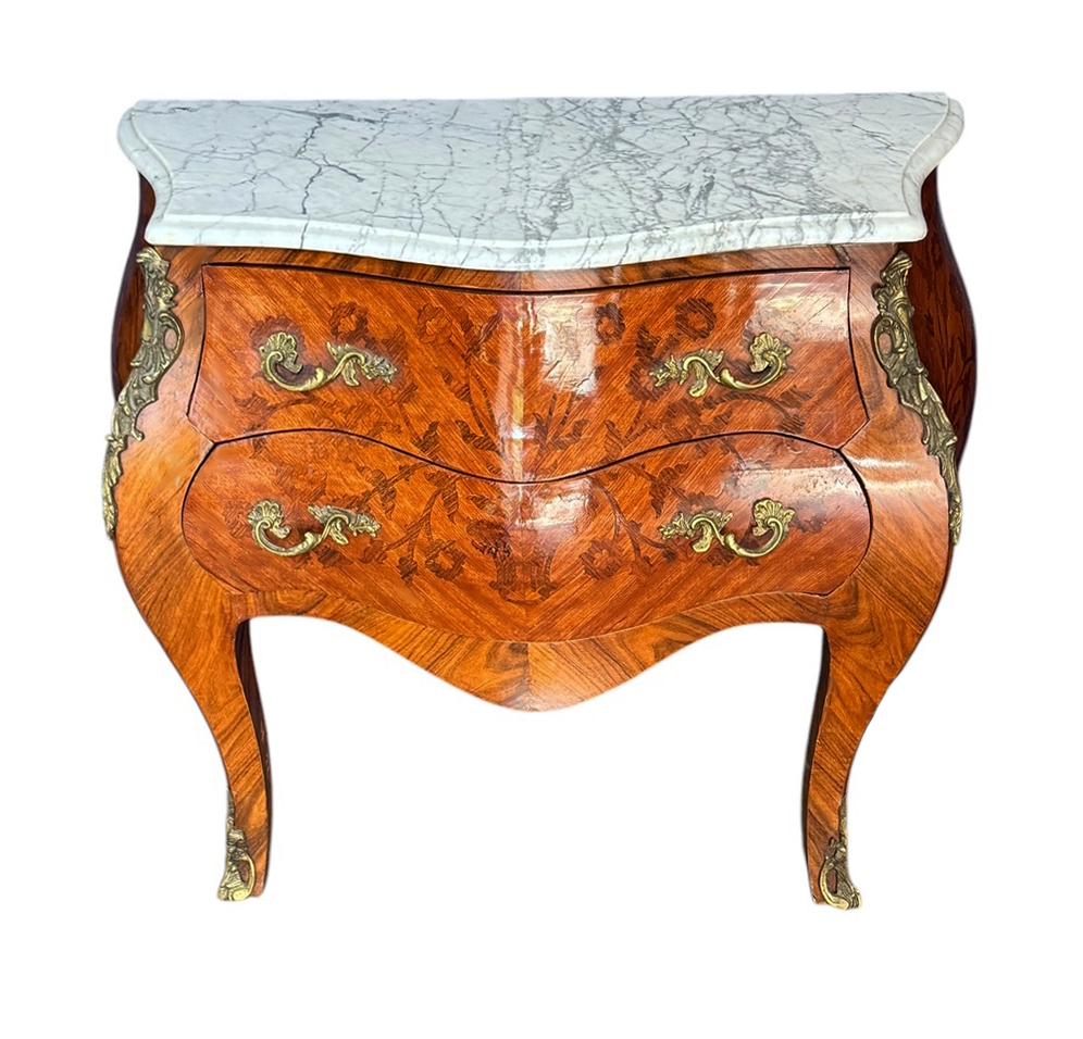 Mid-20th Century Hollywood Regency Italian Marble Commode or Chest of Drawers Louis XV Style For Sale