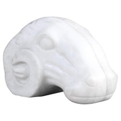 Hollywood Regency Italian Marble Ram Head Bookends