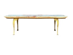 Hollywood Regency Italian Modern Rectangular Cocktail Table in Pink Rouge Marble