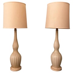 Hollywood Regency Italian Murano Glass And Marble Table Lamps